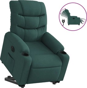 vidaXL Fotoliu electric rabatabil cu ridicare, verde închis, textil