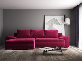 Colțar extensibil dumonde cu ladă de depozitare si sezut confortabil din spuma high-density, Leonardo Zoom Rosu 260x185 cm