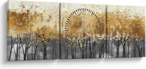 Tablou - Copaci aurii (cu ceas) (90x30 cm)