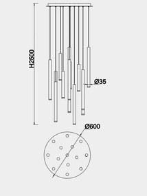 Lustra cu 14 pendule LED design modern minimalist CALA multicolor