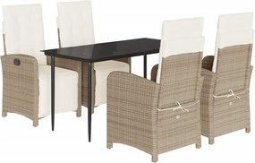 vidaXL Set mobilier de grădină cu perne, 5 piese, bej, poliratan