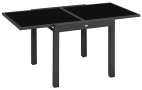 Outsunny Masă de Grădină Extensibilă cu Blat din Sticlă 80-160x80x75 cm Negru | Aosom Romania