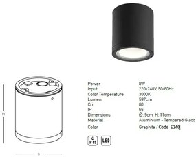 Spot LED aplicat de exterior iluminat decorati IP65 Audra negru