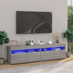 804400 vidaXL Comode TV cu lumini LED, 2 buc., gri beton, 75x35x40 cm