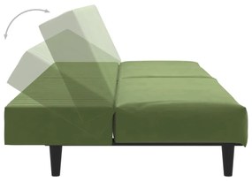 Canapea extensibila cu 2 locuri, verde deschis, catifea Lysegronn, Fara scaunel pentru picioare Fara scaunel pentru picioare