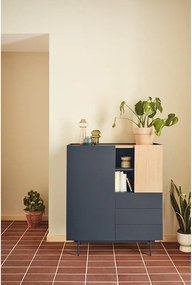 Comodă gri antracit-natural înaltă cu aspect de lemn de stejar 100x120 cm Otto – Teulat