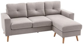 HOMCOM Canapea colțar în material textil de lin, 193 cm formă L, design scandinav pentru living, apartament, spațiu mic, gri deschis | Aosom Romania