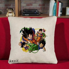 Perna Personalizata Dragon Ball Goku si Shenron Actiune, 40x40 cm, Bej Canapea, Husa Detasabila, Perna Inclusa, BEKZ®