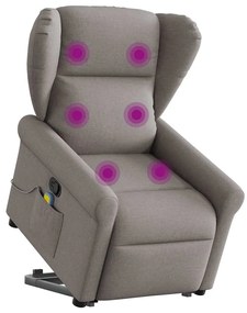 vidaXL Fotoliu rabatabil de masaj cu ridicare, gri taupe, textil