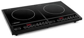 Plita cu inductie dubla Esperanza EKH008, 2x2000W, 270 ℃, 4 functii, Placa de cristal, Negru