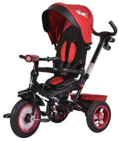 Tricicleta cu copertina detasabila NOVOKIDS™ Jockey Trike , Cu far luminos si melodii, Roti gonflabile din cauciuc, Pozitie somn, Pedale si maner