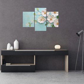 Tablou - Flori pe fundal albastru (90x60 cm)