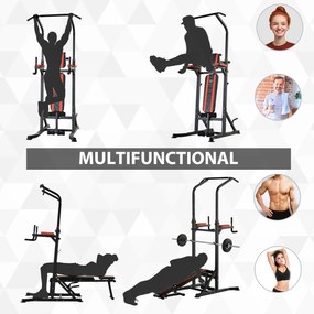 Aparat pentru sport pentru multe tipuri de exercitii, 92x178x200-236cm rosu HOMCOM | Aosom Romania