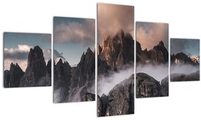 Tablou -  Dolomiți Italieni ascunși în ceață (125x70 cm), în 40 de alte dimensiuni noi