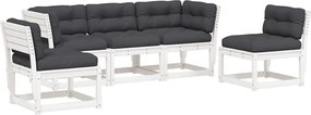 vidaXL Set canapele de grădină cu perne 5 piese alb lemn masiv de pin
