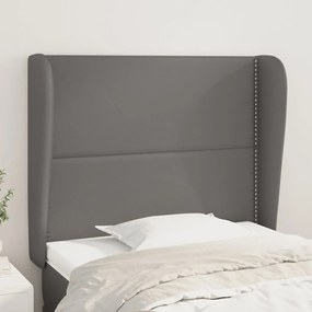 vidaXL Tăblie de pat cu aripioare gri 103x23x118/128 cm piele eco