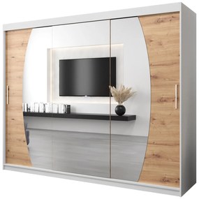 Dulap de haine 250 cm Eclipse (Alb mat + Stejar artisan). 1063443