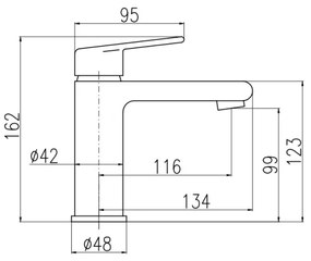 RAV Slezák CO128.0CMATZ - Baterie pentru lavoar COLORADO, 16,2 cm, negru/auriu