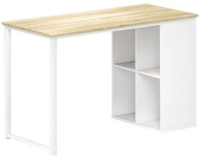 HOMCOM Birou pentru Computer cu 4 Rafturi Deschise și Picioare Antiderapante, 120x54x75 cm, Stejar | Aosom Romania