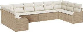 vidaXL Set de canapele pentru grădină 10 pcs Bej și alb poliratan