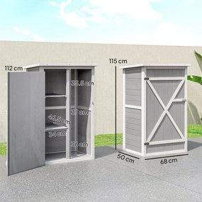 Outsunny Casuta de Gradina din Lemn, sopron cu Acoperis Impermeabil, magazie pentru Unelte de Exterior cu 2 Etajere | Aosom Romania