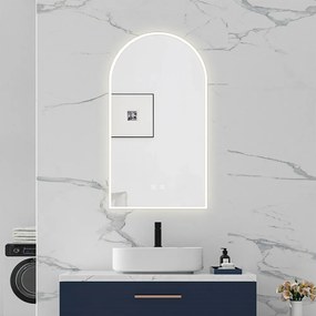 Oglindă baie, Multifuncțională, Iluminare LED Touch, Intensitate reglabila, Sistem Dezaburire, 45x80 cm