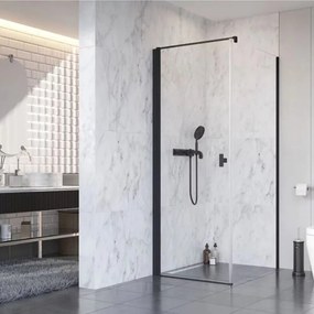 Usa de nisa batanta Radaway Nes KDJ I 80 cm sticla 6 mm negru-transparent deschidere stanga