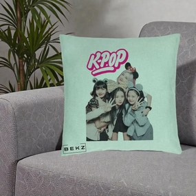 Perna Personalizata BLACKPINK K-Pop Grup Pozitii Amuzante, 40x40 cm, Verde Menta, Husa Detasabila, Perna Inclusa, BEKZ®