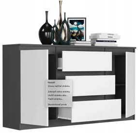 Comoda spațioasă R-140-S3 - diferite variante de culoare antracit mix biela