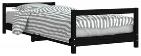 834404 vidaXL Cadru de pat pentru copii, negru, 90x190 cm, lemn masiv de pin