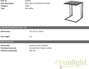 Masuta laterala design LUX cu blat din marmura Cocktail bronz 110414 HZ