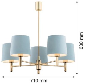 Lustră pe tijă PONTE 5xE27/15W/230V alamă/crem Argon 2106