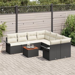 vidaXL Set de canapele pentru grădină 9 pcs Negru Rattan poli