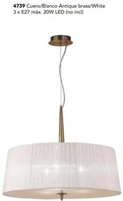 Lustra suspendata clasica LOEWE antique brass/ abajur alb