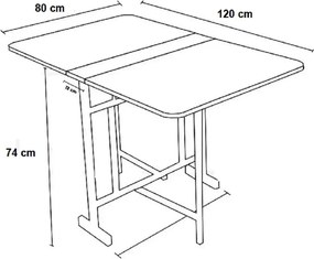 Masa Bucatarie pliabila cu roti Homs negru marmorat 120 x 80 x 74 cm