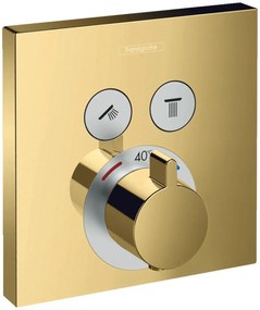 Baterie dus termostatata Hansgrohe Shower Select cu montaj incastrat si 2 iesiri, polished gold optic - 15763990