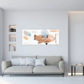 Tablou - Acuarelă elefant într-un avion (120x50 cm)