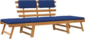 vidaXL Bancă de grădină cu perne 2-în-1, 190 cm, lemn masiv acacia