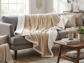Patura BRAIDA, culoare bej deschis, imitatie de miel Dimensiune: 150 x 200 cm