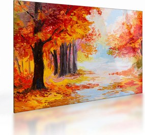 Tablou pe sticlă - Pictura, toamna colorată (70x50 cm)