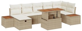 vidaXL Set de canapele pentru grădină 8 pcs Bej poliratan
