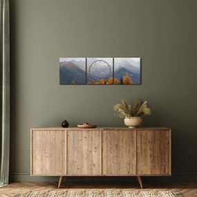 Tablou - Crestele munților (cu ceas) (90x30 cm)