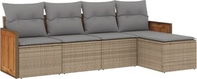 vidaXL Set canapele de grădină cu perne, 5 piese, bej, poliratan