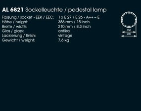 Stalp iluminat exterior din fier forjat, inaltime 38,6cm, AL 6821