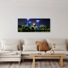 Tablou cu lună plină în grădinile din Singapur (120x50 cm)