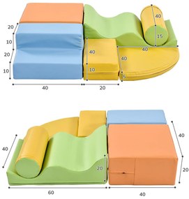 Set de 6 blocuri mari pentru joacă și cățărat, Multicolor | Aosom Romania