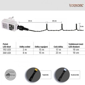 VOLTRONIC Lanț luminos în formă de con 360 LED, alb cald
