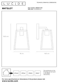 Lucide 29829/01/30 - Aplică perete exterior MATSLOT 1xE27/40W/230V IP23
