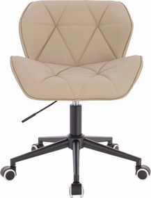 HR111K Scaun Crem Piele Ecologica Premium Soft cu Bază Neagră