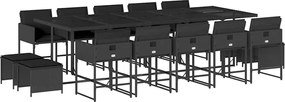 vidaXL Set mobilier de grădină cu perne, 15 piese, negru, poliratan